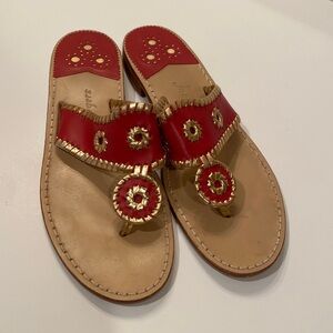 Jack Rogers Red with Gold Trim leather sandals